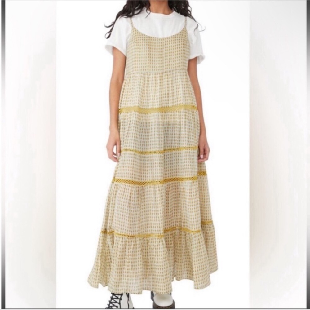 Free People Midnight Dance Print Maxi Dress In Grey Combo. NWT! Sz M - Picture 8 of 13